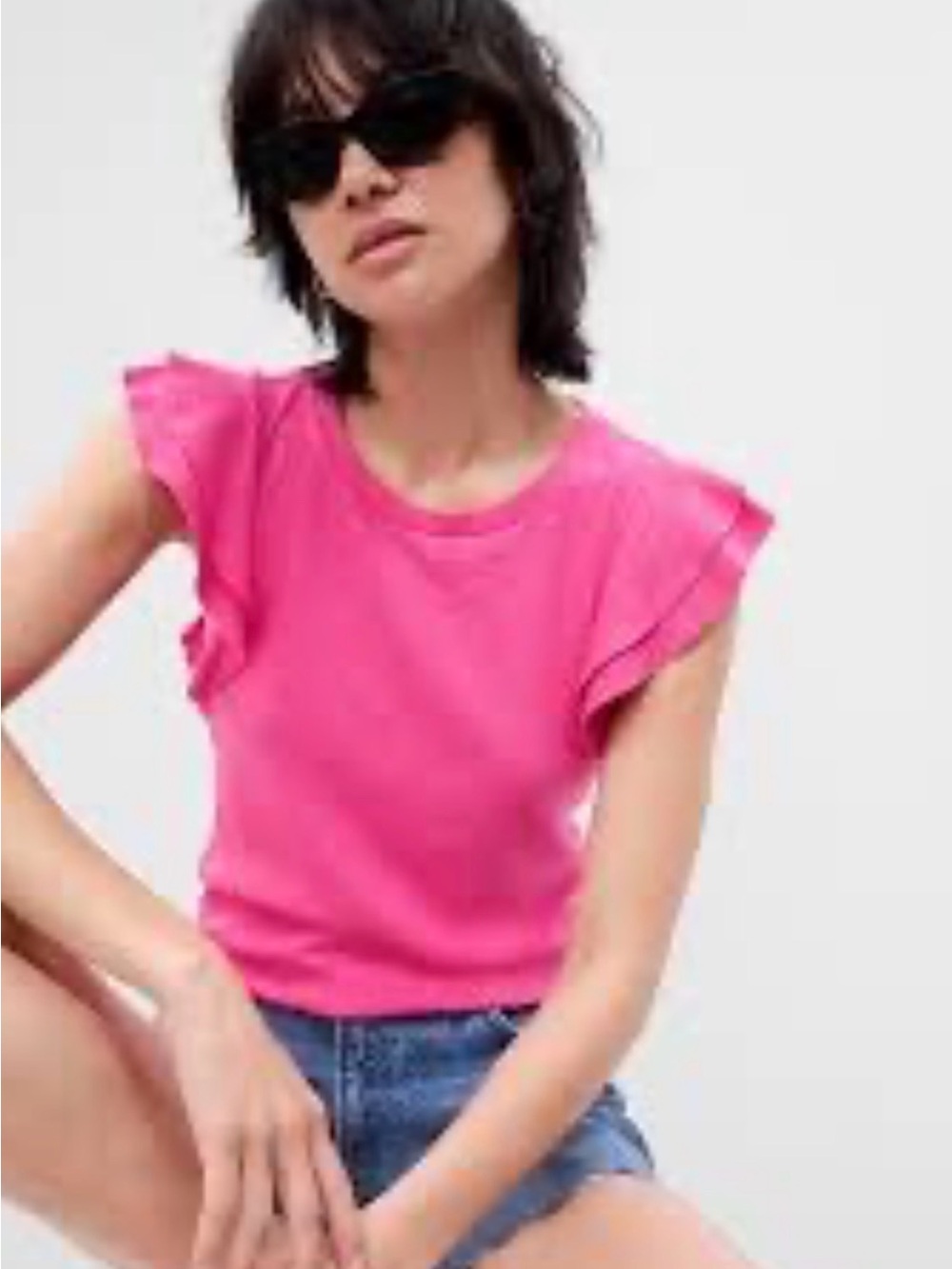 Gap pink flutter sleeve tee shirt ribbed lightweight perfect condition xs